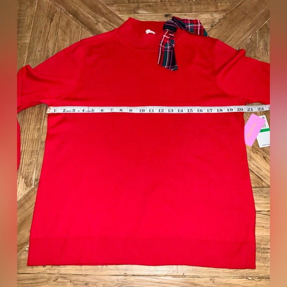 Riley & Rae red sweater with plaid bow embellishment - size large - nwt - Picture 4 of 8